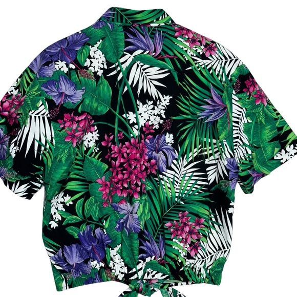 Vintage 90s Paquette Tropical Front Tie Button Up Shirt Large - Picture 5 of 8